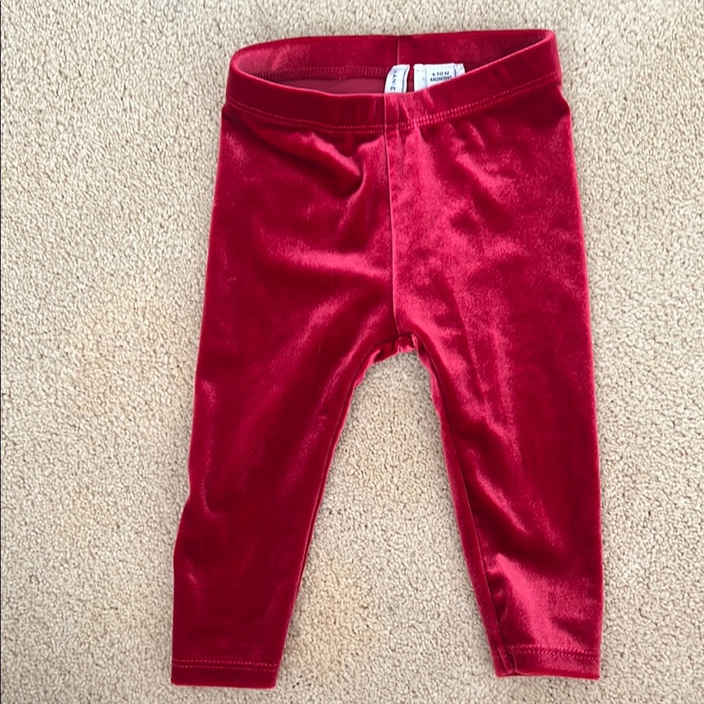Janie & Jack Red Velvet Leggings